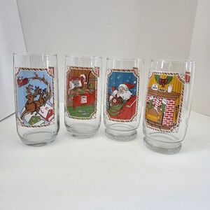 Vintage 80s Pepsi "Twas The Night Before Christmas" Mouse Drinking Glasses Set 4